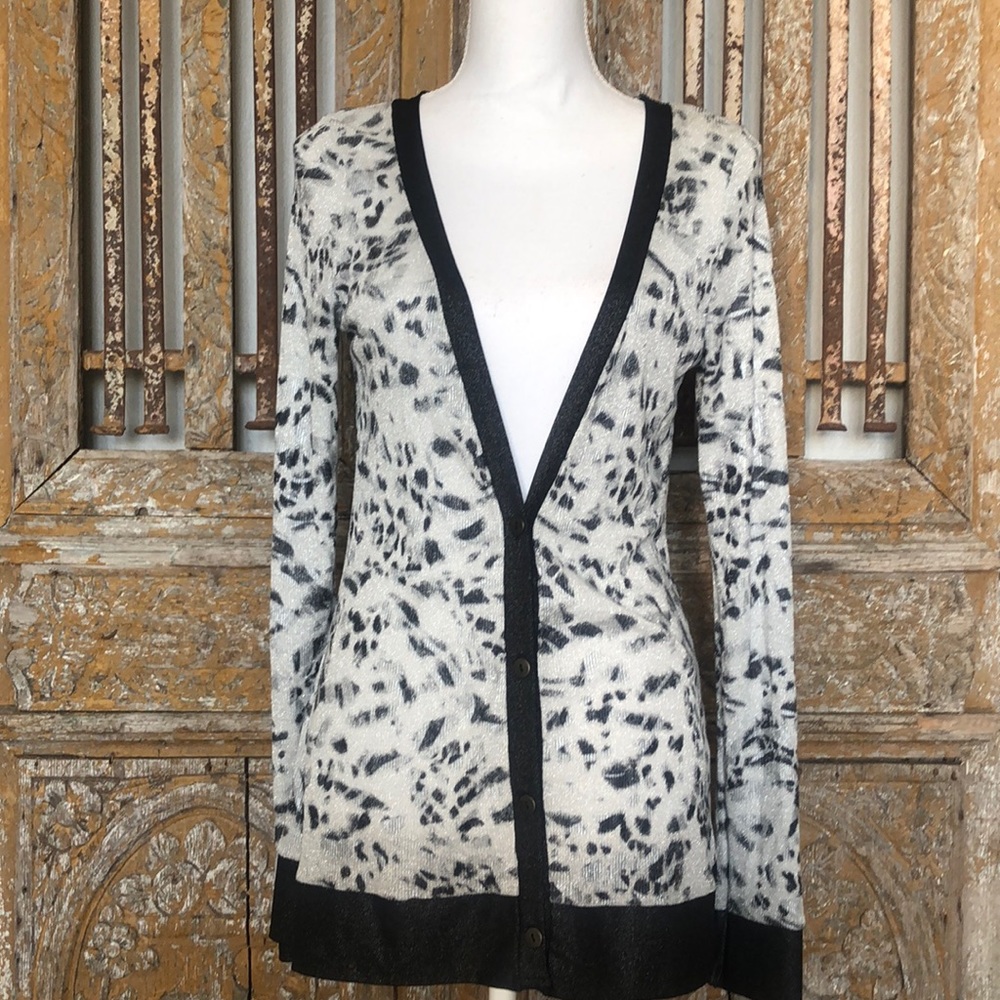 BUCKLE Long BUTTON FRONT Cardigan Grey Black M